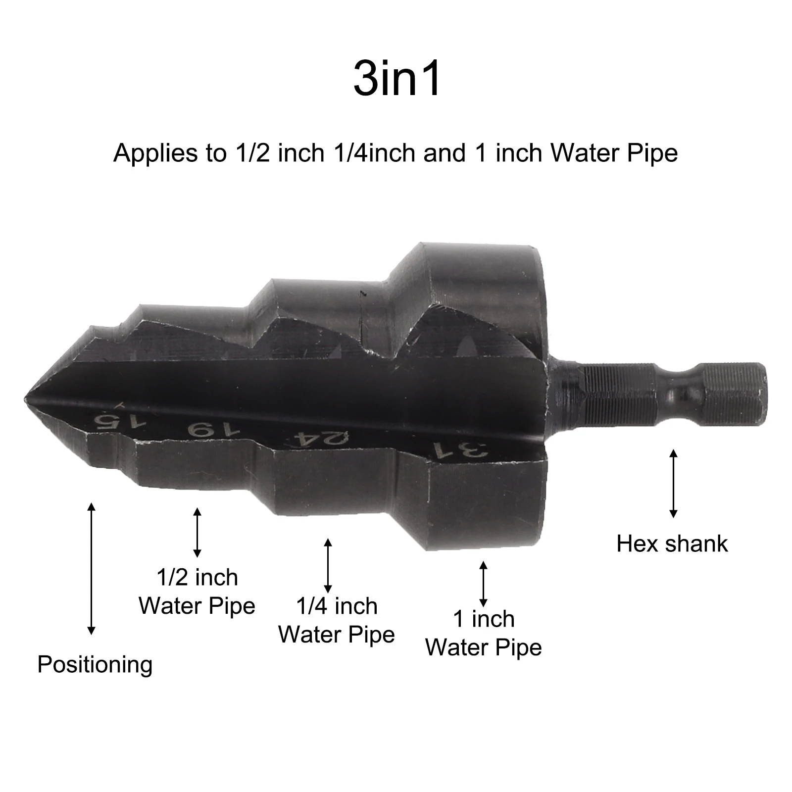 1pc PPR Drill Bit 6.35mm Hexagonal Handle 15-31mm For Water PVC Pipe Expander Connector Repair Plumber Tool