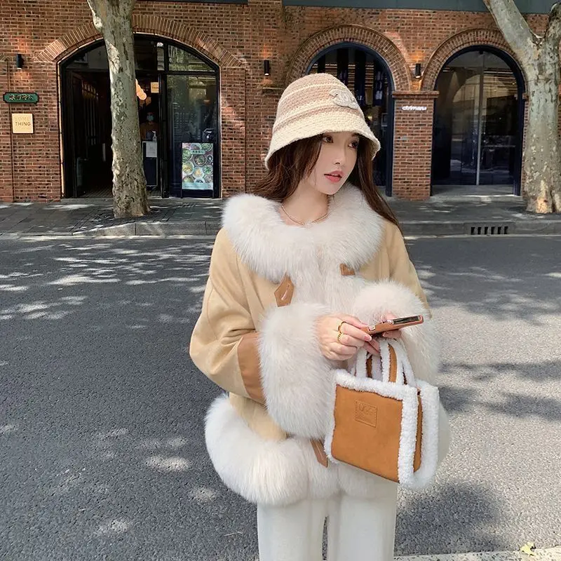 Корейская шуба из искусственного лисьего меха с милым ветром новинка 2024 зимняя