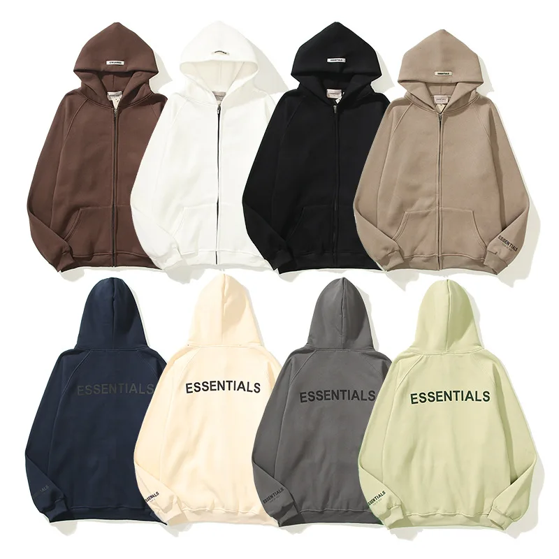 

Essentials Zip Hoodie Men's Women's Sweatshirts Letter Printed Oversized Hooded Fashion Hip-hop Hight Street Fashion Fleece