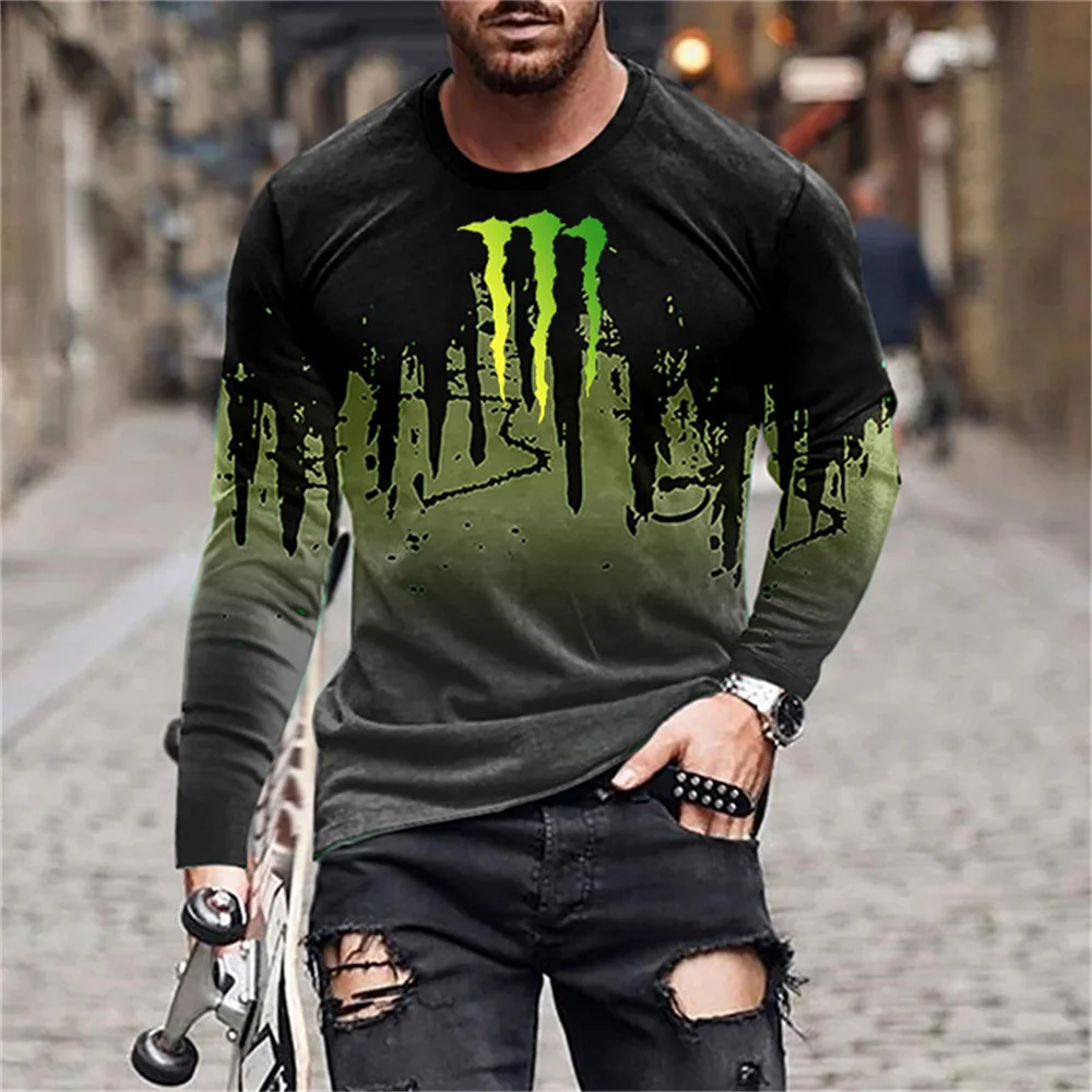 

Мужская футболка с длинным рукавом, с 3D-принтом, в винтажном стиле