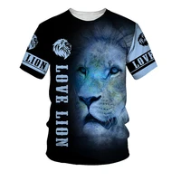 2022 latest lion 3d printing tops animal cool funny o neck mens short sleeve summer mens fashion casual plus size t shirt