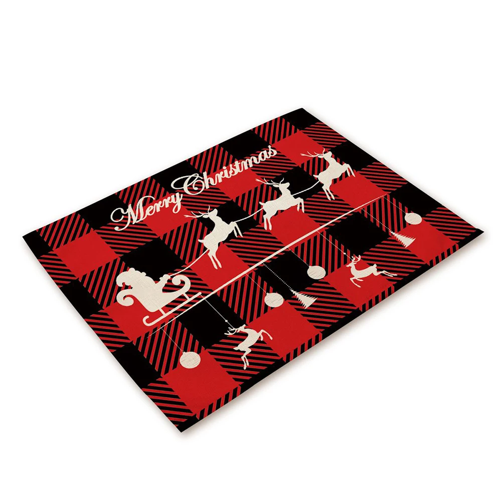 

Place Mat Christmas Tree Kitchen Placemat Coaster Dining Anti Slip Table Mats Cloth Pad Bowl Cup Mat Home Decor 45x35cm