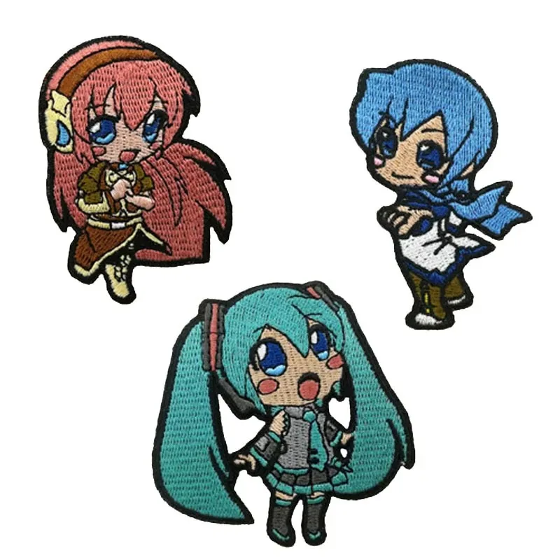 Фото Нашивка 3style Hatsune Miku на ткань, для одежды своими руками, аниме-нашивки, аксессуар для рубашек и брюк, кавайная наклейка на одежду с большими глазами девочки. №4