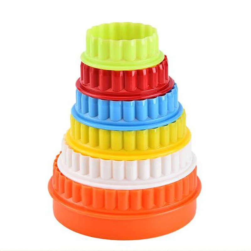 

6Pcs/Set Cookie Cutter DIY Plastic Round Embossing Mold Cooking Biscuit Mould Cookie Cake Fondant Mold Kitchen Accessories