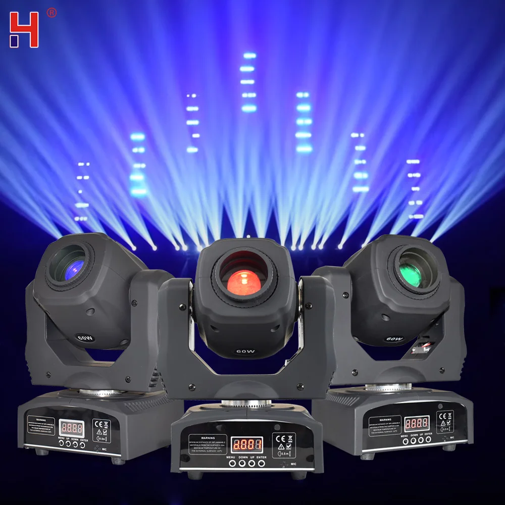 LED Disco Lights Mini Ledspot 60W Lyre Projector Moving Head With Rotating 3 Face Prism Effect DJ Disco Light For Party Wedding