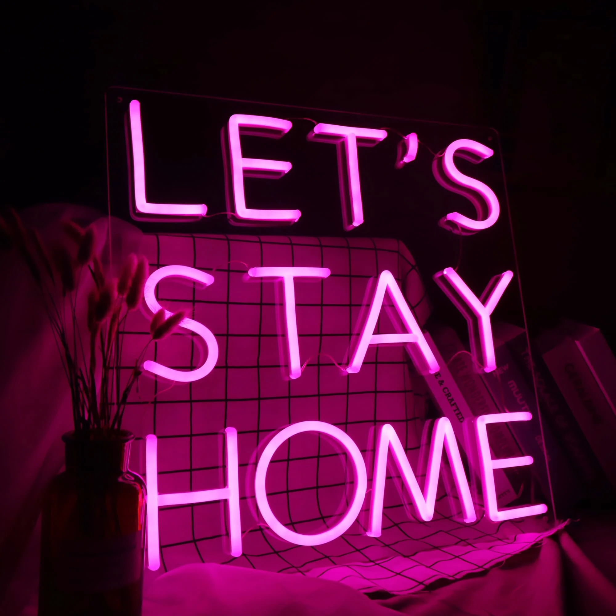 

Lets Stay Home Custom Neon Sign Decorative Lamps Living BedRoom Decoration Wall Light For Children Room Neon Decor