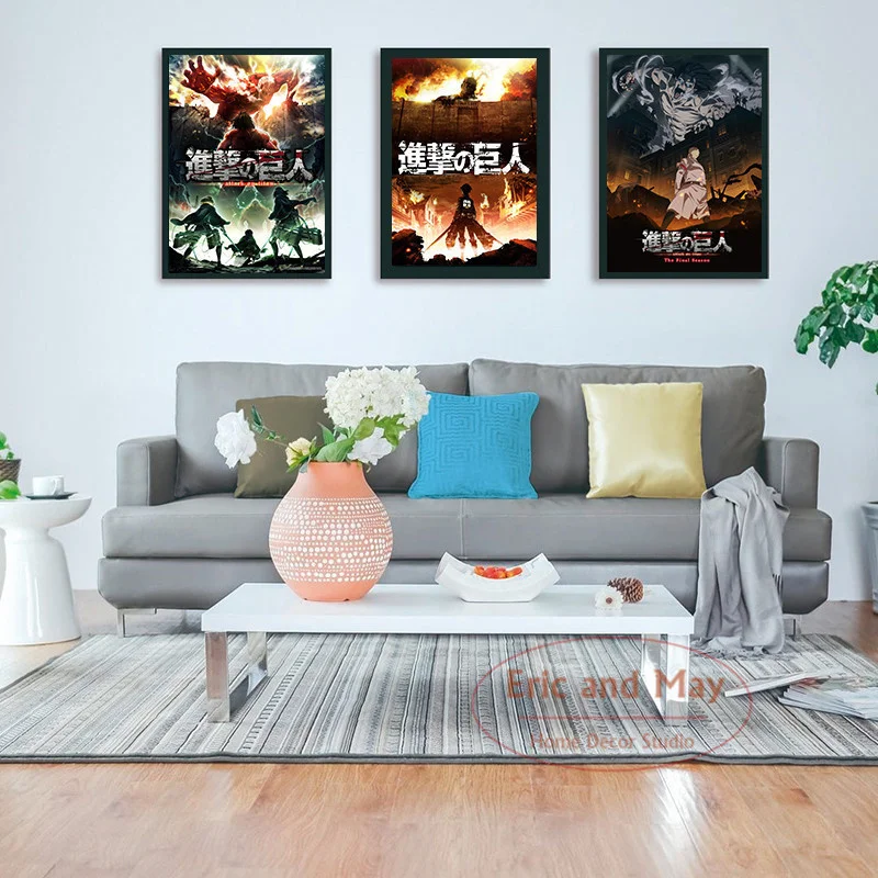 

Плакаты и принты из японского аниме «атака на Титанов», Настенная живопись на холсте, картины, декор для комнаты в скандинавском стиле