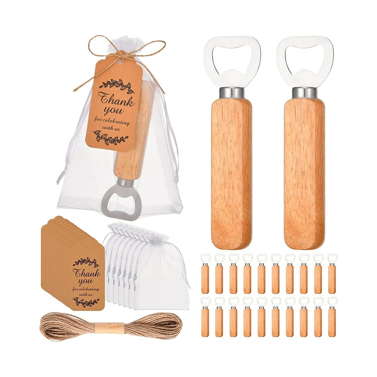 

24Pcs Wooden Handle Bartender Bottle Openers for Home, Bar or Restaurant Baby Shower - Beer Bottle Openers