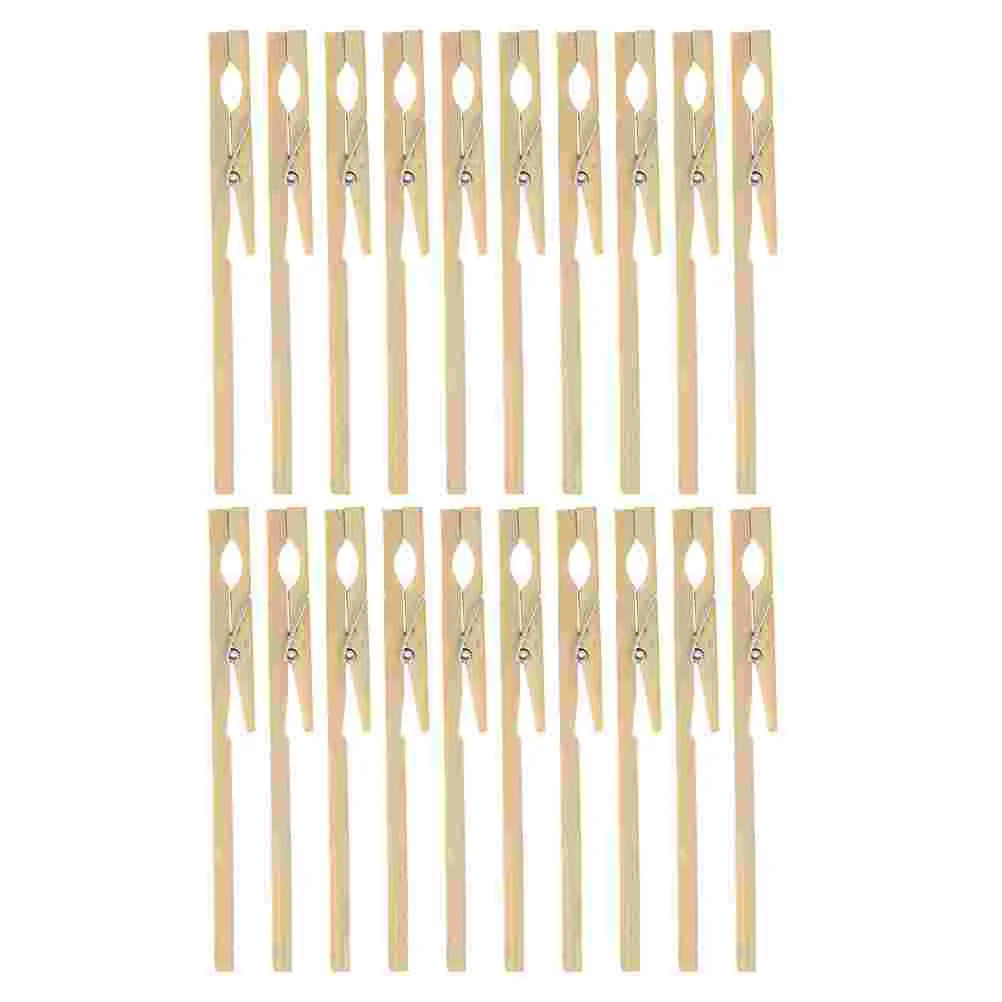 

20 Pcs Pipe Clamp Test Tube Plastic Clothespins Wooden Photo Clips Long Handle Bamboo