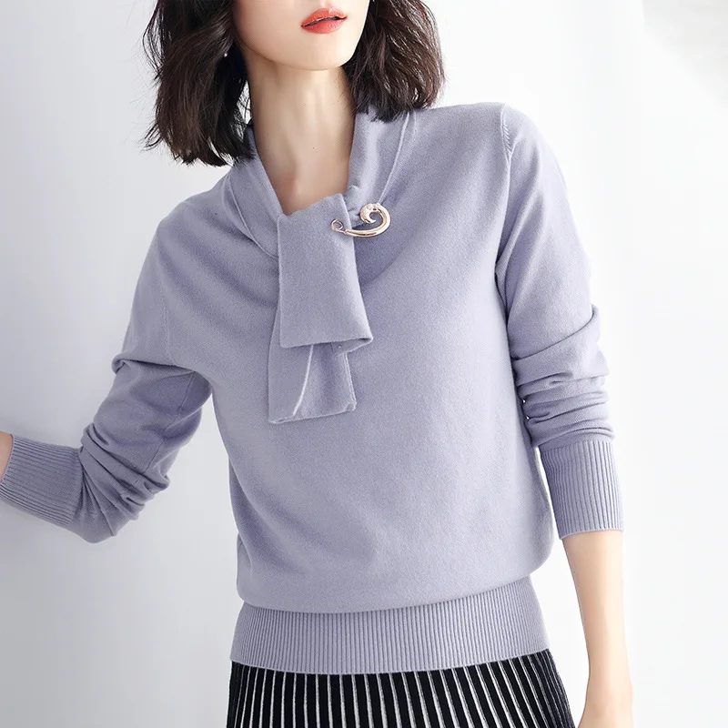 

Women Sweaters High Quality Autumn Clothing For Female Fashion Designer Butterfly Callor Pullovers Full Sleeve Knitted Girl Tops