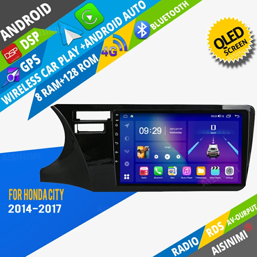 

AISINIMI Android Car Dvd Player navigation For Honda City 2014- 2017 car radio Car Audio Gps Multimedia Stereo Monitor