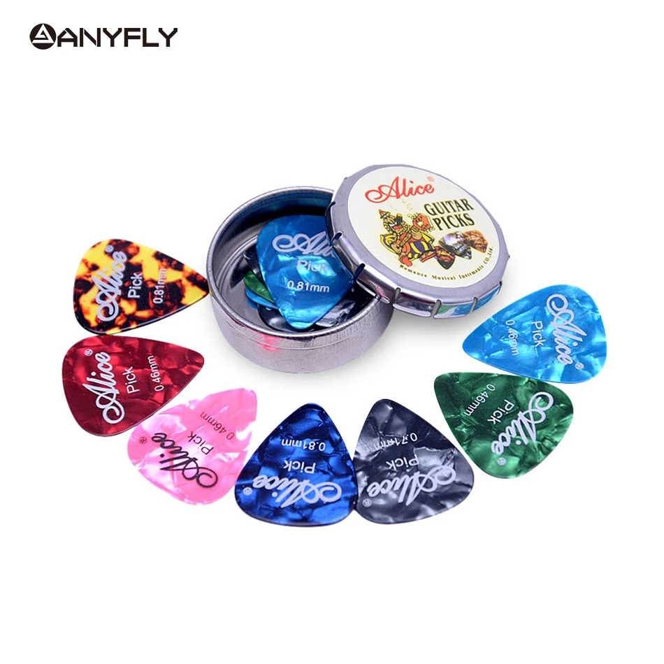

Alice 12 Pieces Acoustic Electric Guitar Picks Celluloid Plectrums With Round Metal Picks Collection Box Case