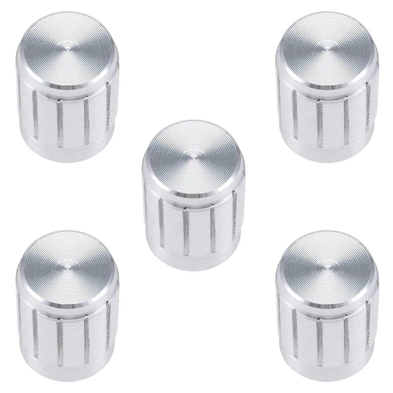 

5Pcs 13X 17mm Aluminium Alloy Potentiometer Volume Control Rotary Knob Knurled Shaft Hole Silver Tone
