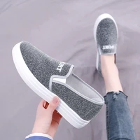 bling canvas shoes new summer women loafers breathable soft sole flats casual luxury shoes women designers silver female shoes