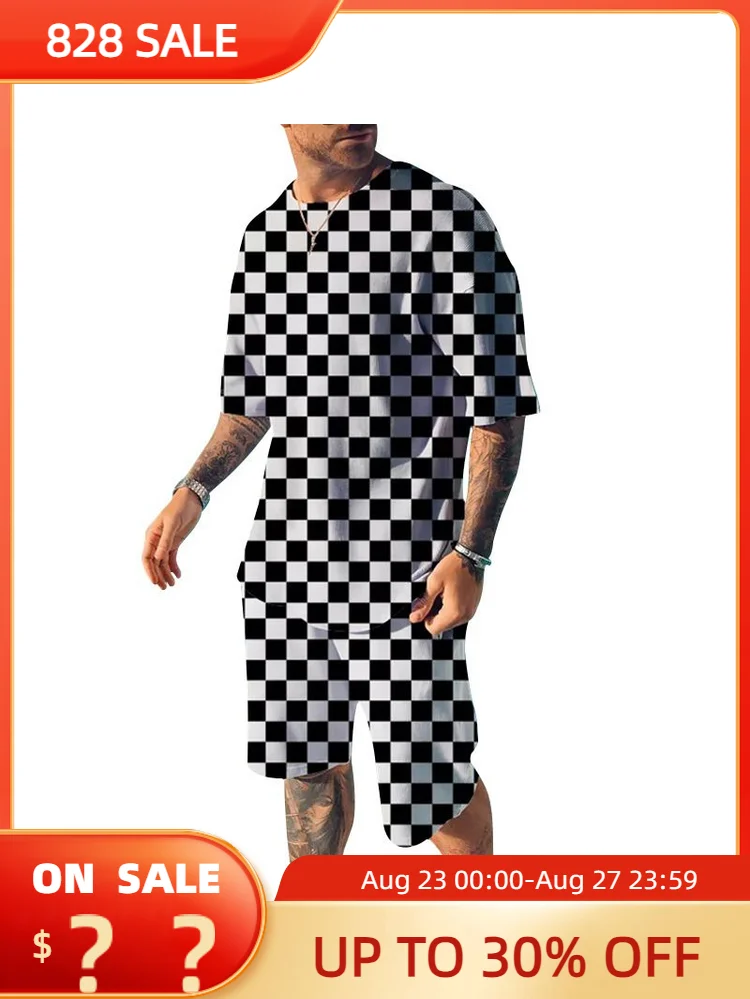 

Костюм спортивный мужской оверсайз с 3D-принтом, футболка и шорты, повседневный комплект для бега, уличная одежда, лето