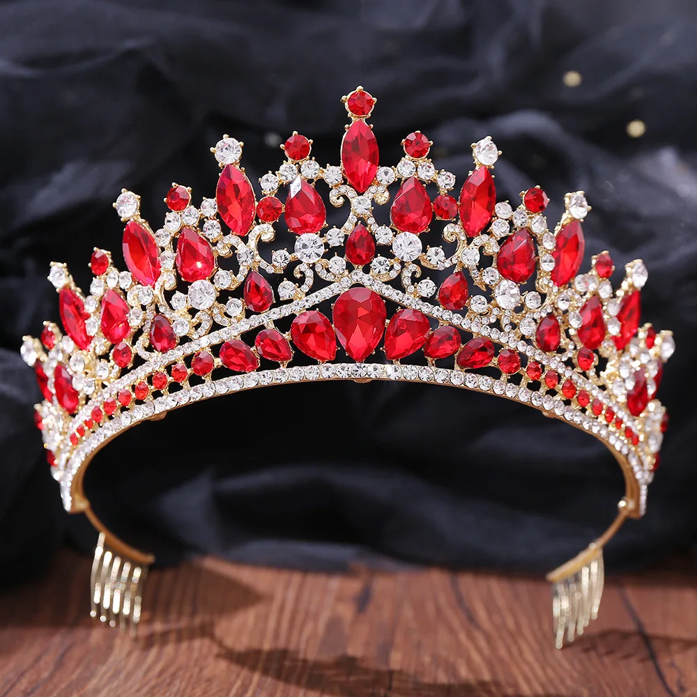 

Baroque Crystal Bridal Tiaras Crown with Combs Rhinestone Pageant Diadema Collares Princess Headpieces Wedding Hair Accessories