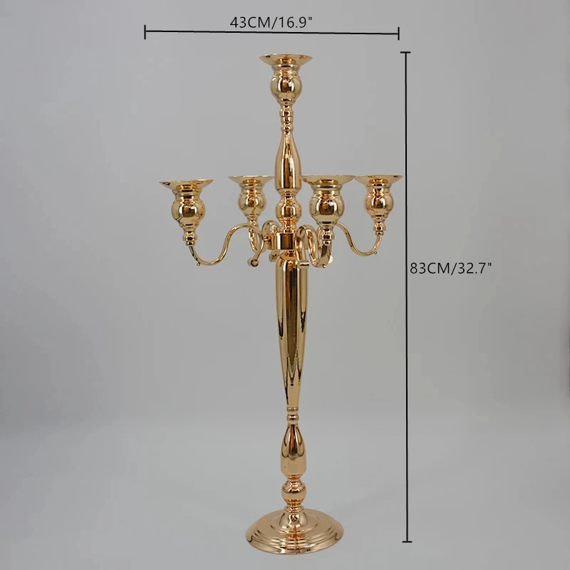 

5pcs Candle Holders 5-arms Metal Gold Candelabras Crystal Candlesticks For Wedding Event Centerpieces
