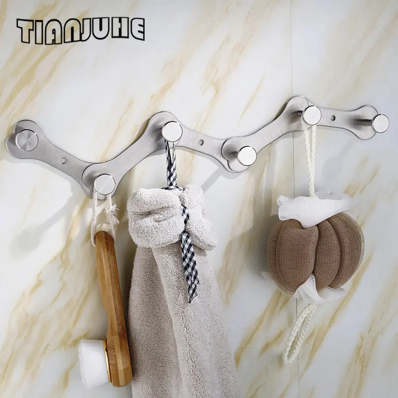 

Heavy Duty Stainless Steel 304 Hook Rail Coat Rack Satin Finish Home Storage & Organization for Bedroom Bathroom