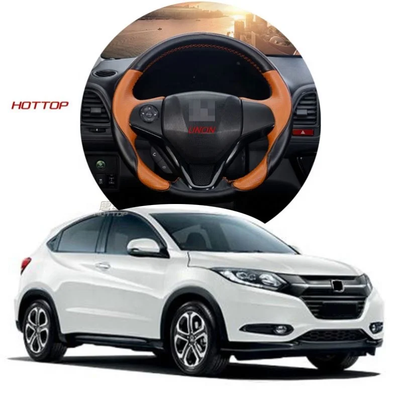 

Car Accessories Leather Hand seams Car Steering Wheel Cover For Hondas HRV HR-V 2015 2019