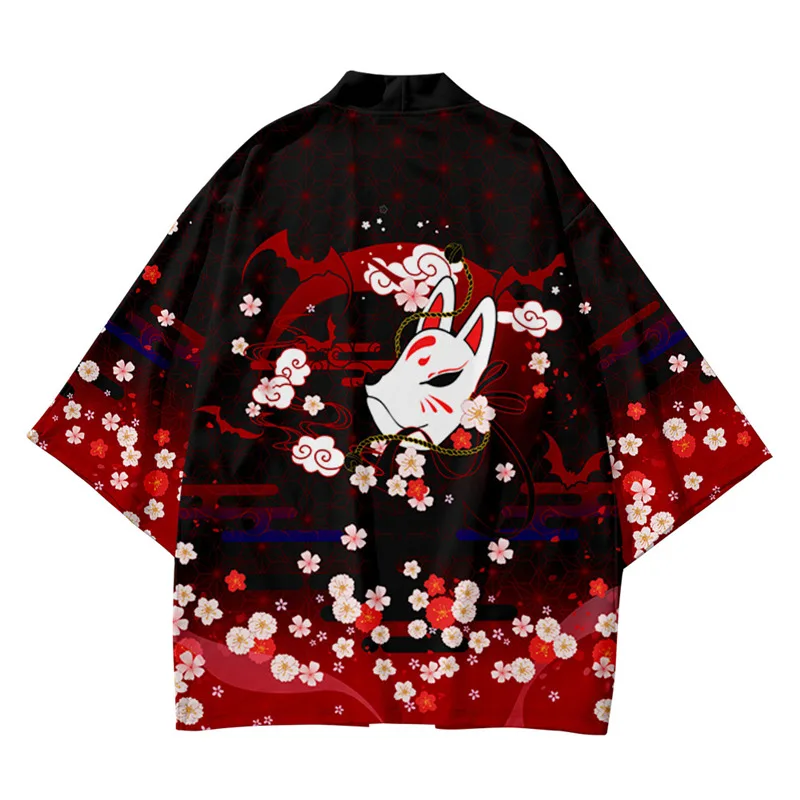 

3 To 14 Years Kids Kimono 3D Fox Printing Japanese Style Fashion Kimono Boys Girls Cardigan Blouse Haori Obi Asian Clothes