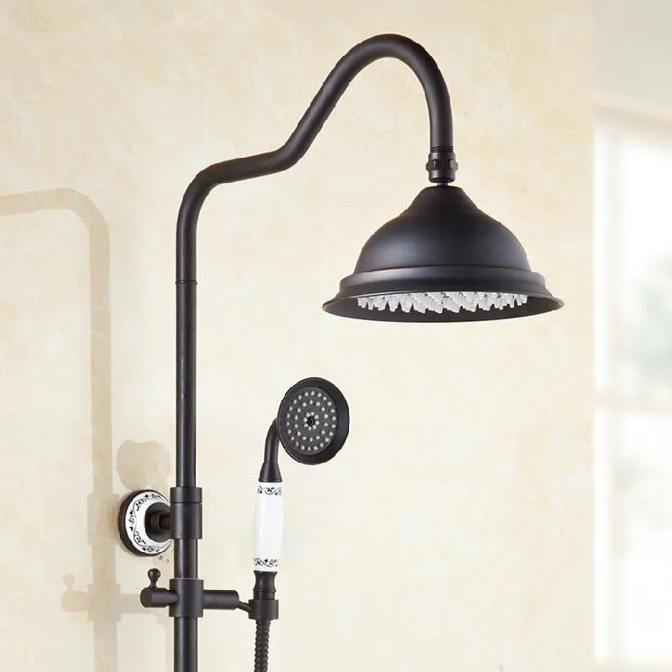 

Black Shower Faucets Euro Style Brass Bathroom Faucet Oil Rubbed Bronze Dual Handle Dual Control With Slide Bar With Hand Sh