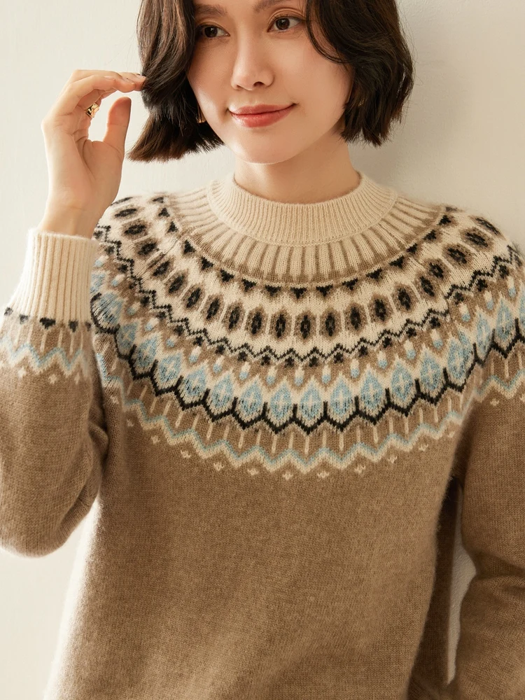 Новый женский пуловер из 100% кашемира винтажный кашемировый свитер Faire Isle