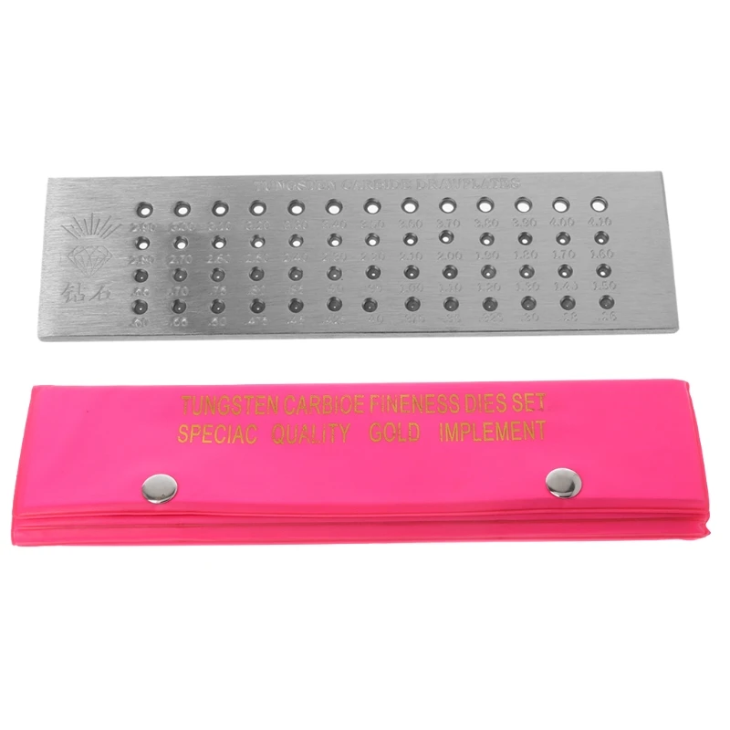 

52 Round Holes - 0.26 to 4.10mm Wire Drawplate Tungsten Carbide Round Draw Plate for Jewelry Making Wire Drawplate