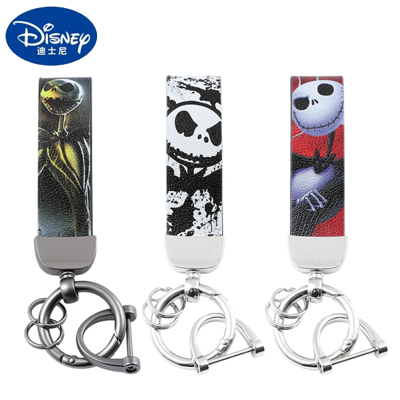 

Disney The Nightmare Before Christmas PU Leather Keychain Accessories Gift for Women Men Jack Skellington Pendant Keyring