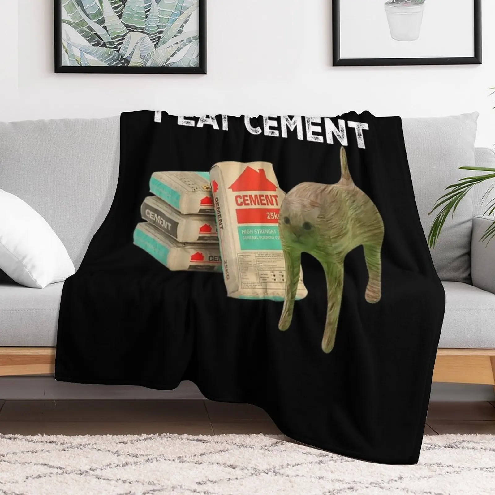 I Eat Cement Cursed Cat - Oddly Specific Dank Meme Плед Винтажное пляжное декоративное одеяло для