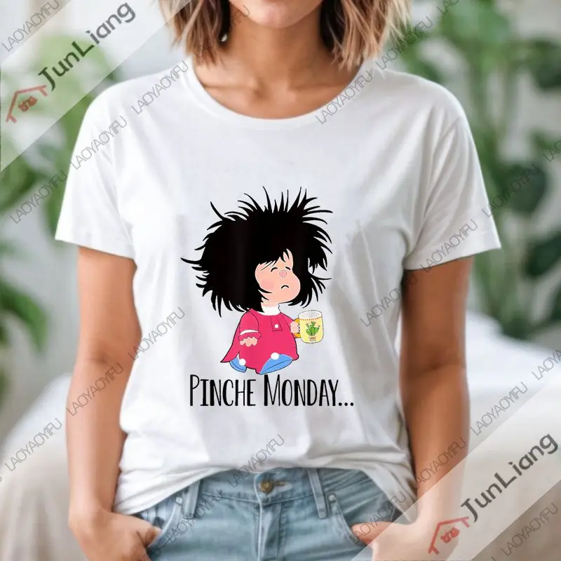 Женская футболка с коротким рукавом и круглым вырезом принтом