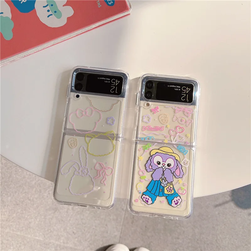 

Line Talent Cartoon Cute Rabbit Phone Case for Samsung Galaxy Z Flip 3 5G Hard PC Back Cover for ZFlip3 Case Protective Shell