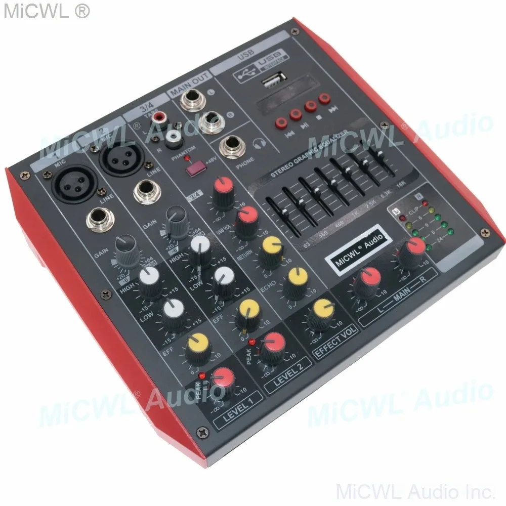 MiCWL MG4 4-канальный Bluetooth аудиомикшер для сценических выступлений, компьютера, живых инструментов, мини-версия (art.: 3920dbdf30e89) - 3920dbdf30e89