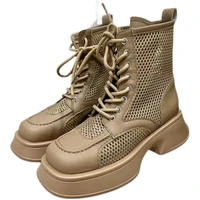 martens boots womens 2022 summer new internet celebrity fried street chunky heel square toe mesh breathable ankle boots women