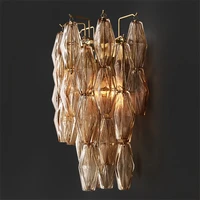 postmodern classical prismatic glass all copper wall lamps american living room background creative decor bedroom bedside lights