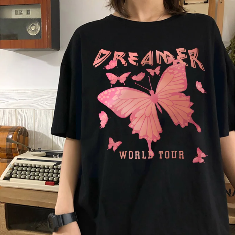 

Женская футболка с принтом бабочек, летняя Винтажная футболка с коротким рукавом в стиле Харадзюку, модные женские блузки, y2k, 2022