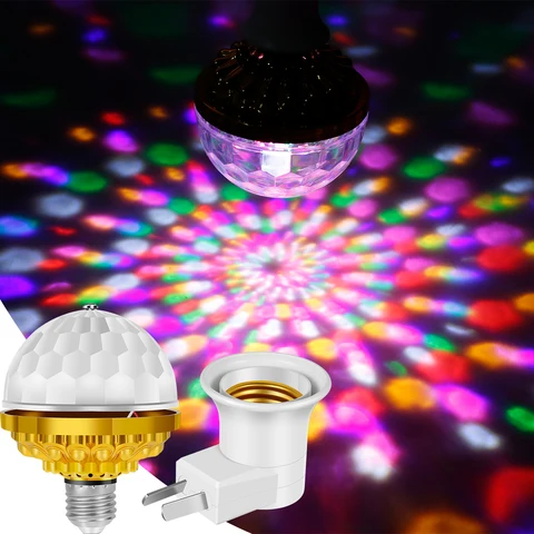 Новый диско-светильник s-лампа цветной Яркий вращающийся волшебный шар светильник с разъемом E27 6-цветная светодиодная Стробоскопическая Лампа DJ диско-шар сцсветильник освещение s для