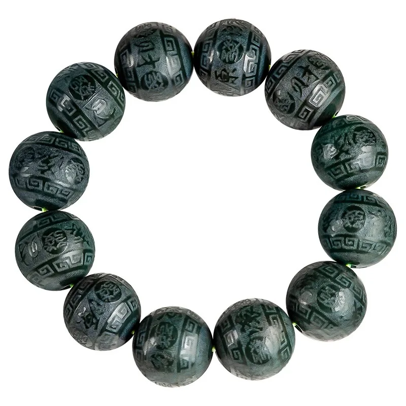 Мужской браслет из натурального нефрита с нефритом Lucky Black 17 5 мм богатыми