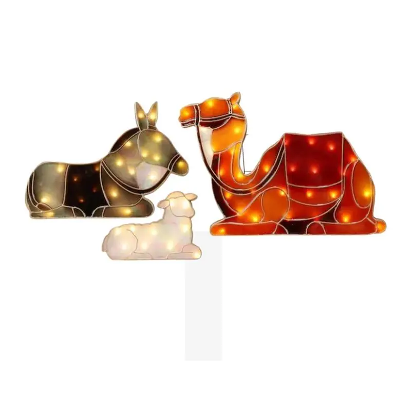 

Nativity Scene Christmas Yard Signs LED Pre-Lit Holy Nativity Christmas Yard Sign With Stakes Nativity Scene King Sheep Acrylic