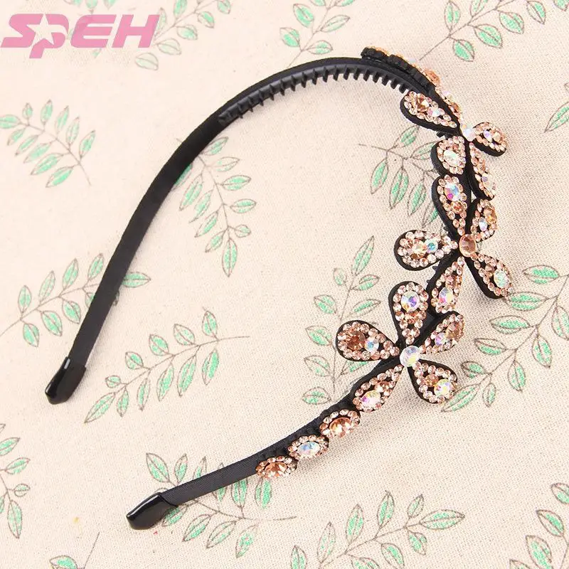 

Женская Тонкая Повязка на голову с бриллиантами и лепестками