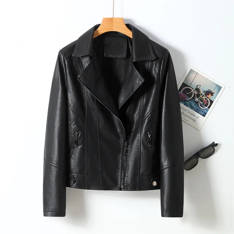 Femme Motorcycle Faux Leather Jacket Women Streetwear Long Sleeve Coat Autumn Winter Biker Zippers Outwear Fashion Clothes Mujer