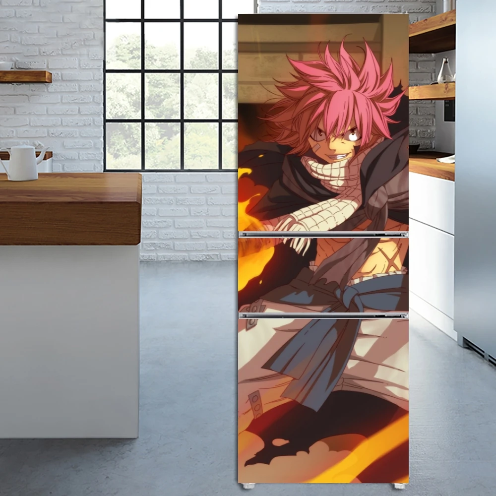 Anime Fairy Tail Print Stickers Door Cover Refrigerator Wallpaper Adhesive Freezer Vinyl Film Decor Fun Decal Art Mural Kitchen