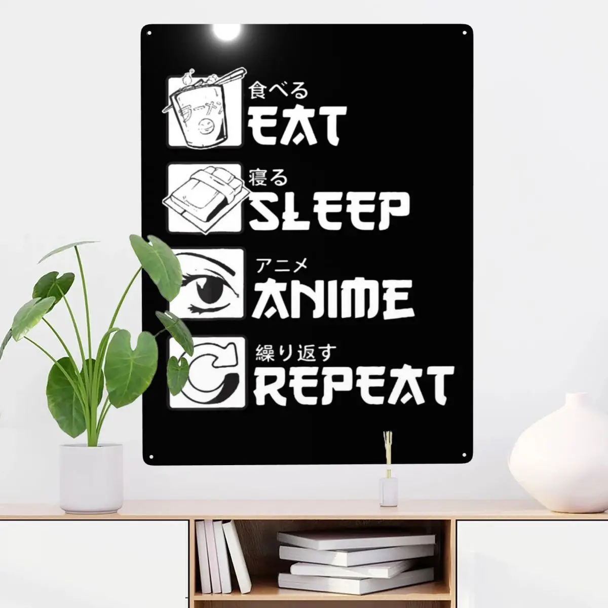 

Eat Sleep Anime Repeat Metal Tin Sign Decor 12x16in Wear-resistant Add Atmosphere Decor Garage