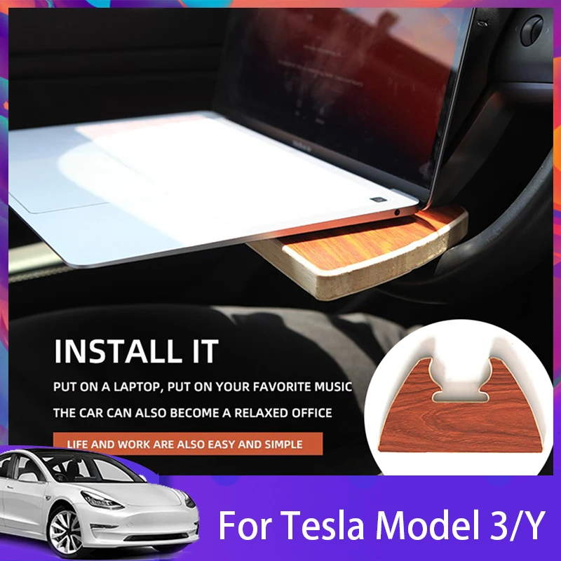 

Автомобильный руль поднос под руль деревянный стол для Tesla Model 3 & Y портативный ноутбук еда Высокое качество экономия пространства интерьерн...
