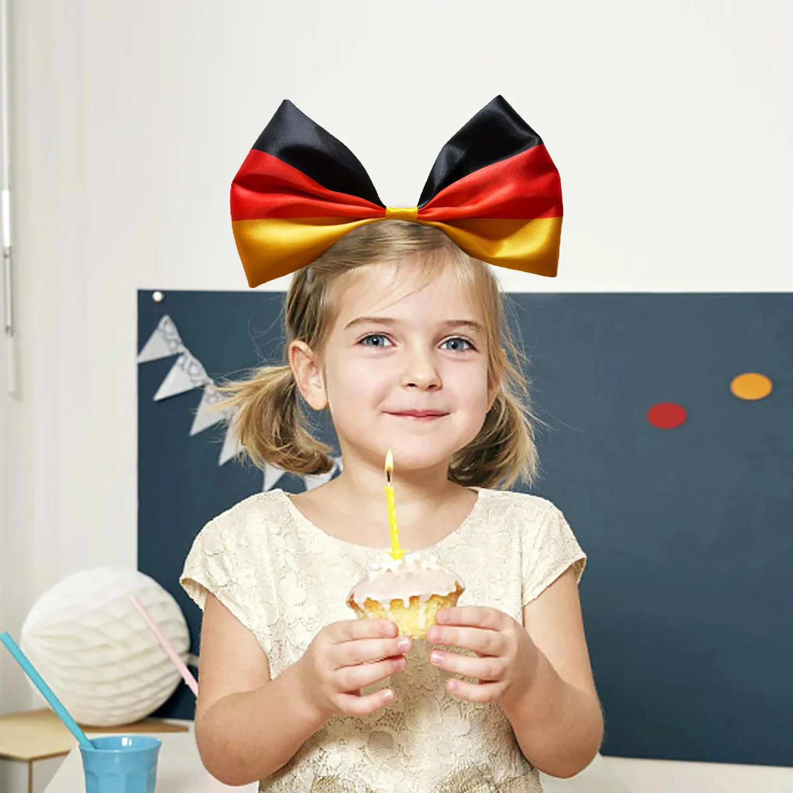 Наряд с немецким флагом: Бинты на голову для женщин. Классическое сочетание черного, красного и желтого цветов для патриотических аксессуаров волос на вечеринку.