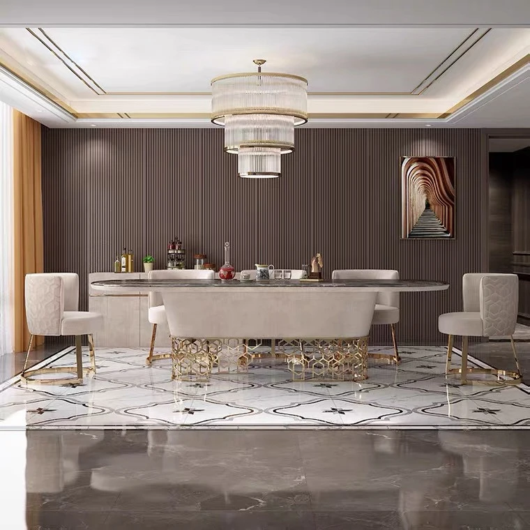 Роскошная высококачественная мебель для столовой современный кожаный обеденный