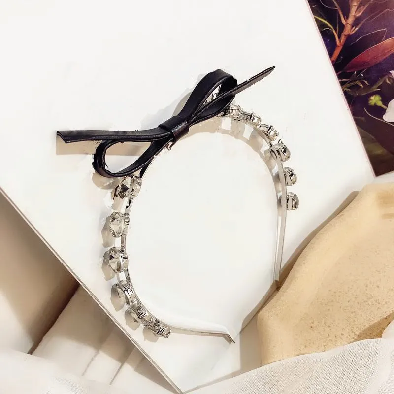 

Korean Fashion Bowknot Hairband With Rhinestone Crystal For Women Girls Jewelry Hair Accessories Fine Gifts