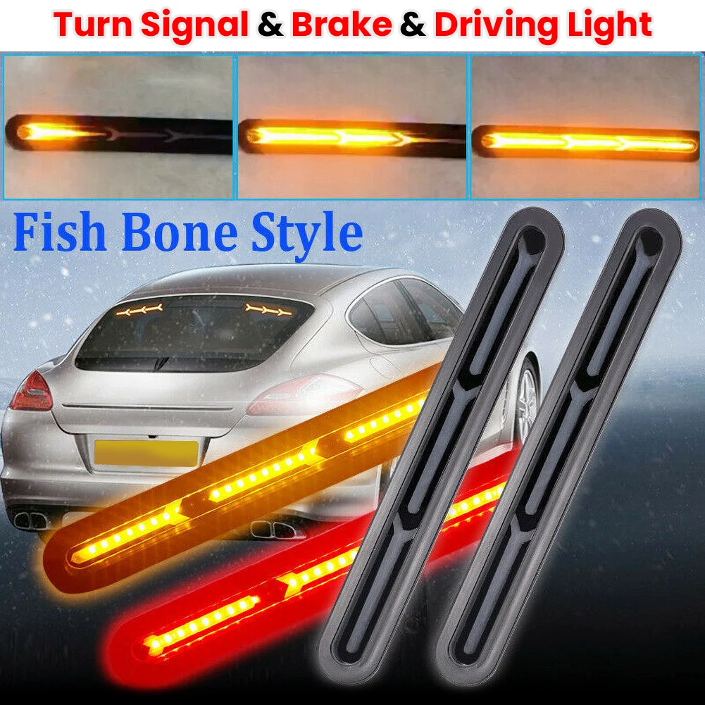 

2x 60LED Car Truck DRL LED Light Bar Brake Flowing Turn Signal Stop Tail Strip