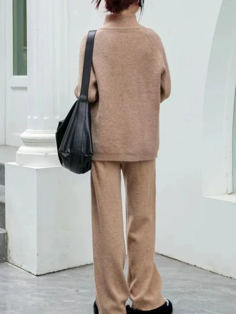 Осень/зима 2023 женская повседневная свободная трикотажная рубашка с высоким