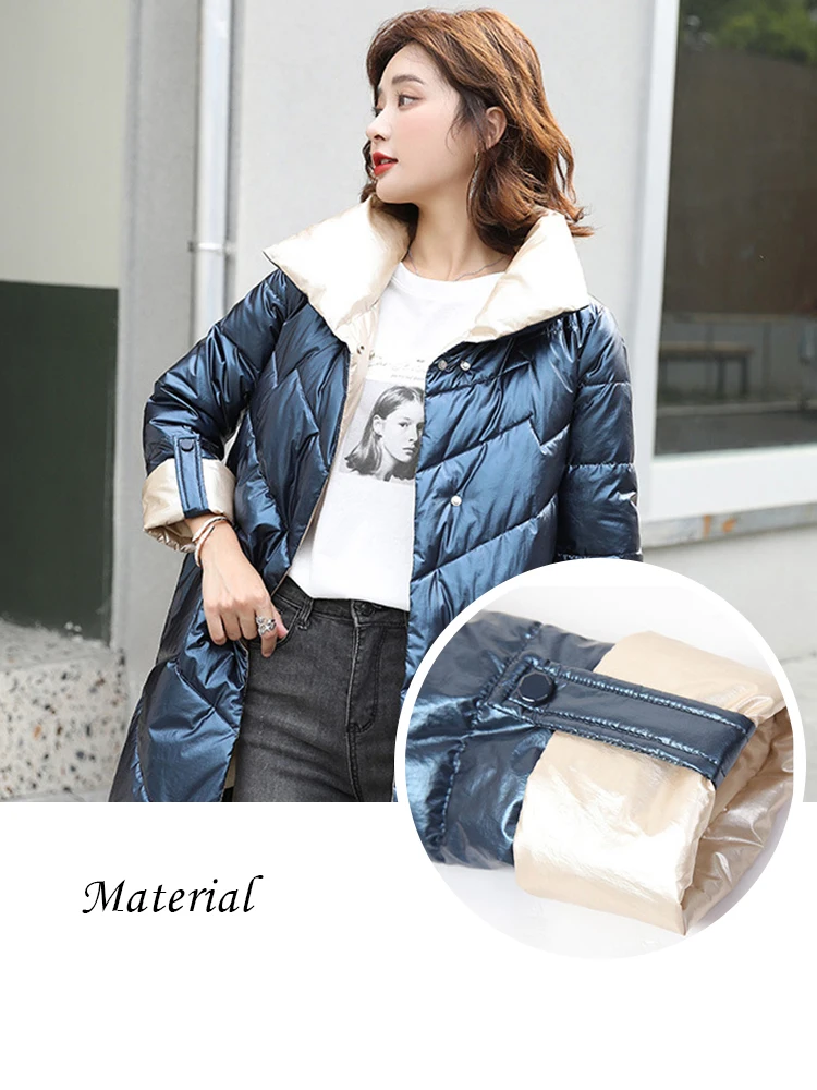 Women Parkas Winter Down Jacket Woman Coat Outwear Female Long Parka Thick Warm Bright Cotton Padded Coats Basic Jacket Overalls
