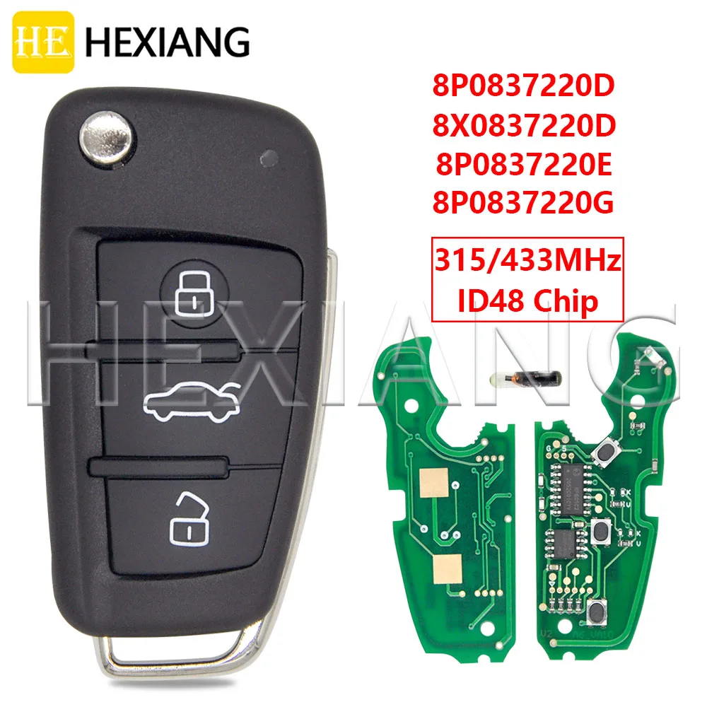 Чип DR ID48 433 МГц 8P 0837220 Д/8Х D 315 Ключ дистанционного управления E/G для Audi A3 A4 S3 S4 Q3 RS3 TT